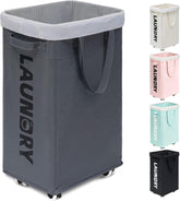 Laundry Basket with Wheels, Laundry Hamper with Removable Wash Bag, Clothes Hamper, Rolling Laundry Basket, Dorm Room Essentials, 75L, Grey