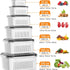 8/10/12 Pcs Large Fruit Containers for Fridge, Stackable Food Storage Containers with Removable Colander, Bpa-Free, Airtight Storage Container to Keep Fruits, Vegetables, Berry, Meat Fresh Longer