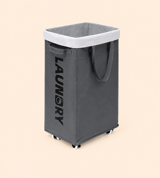 Laundry Basket with Wheels, Laundry Hamper with Removable Wash Bag, Clothes Hamper, Rolling Laundry Basket, Dorm Room Essentials, 75L, Grey